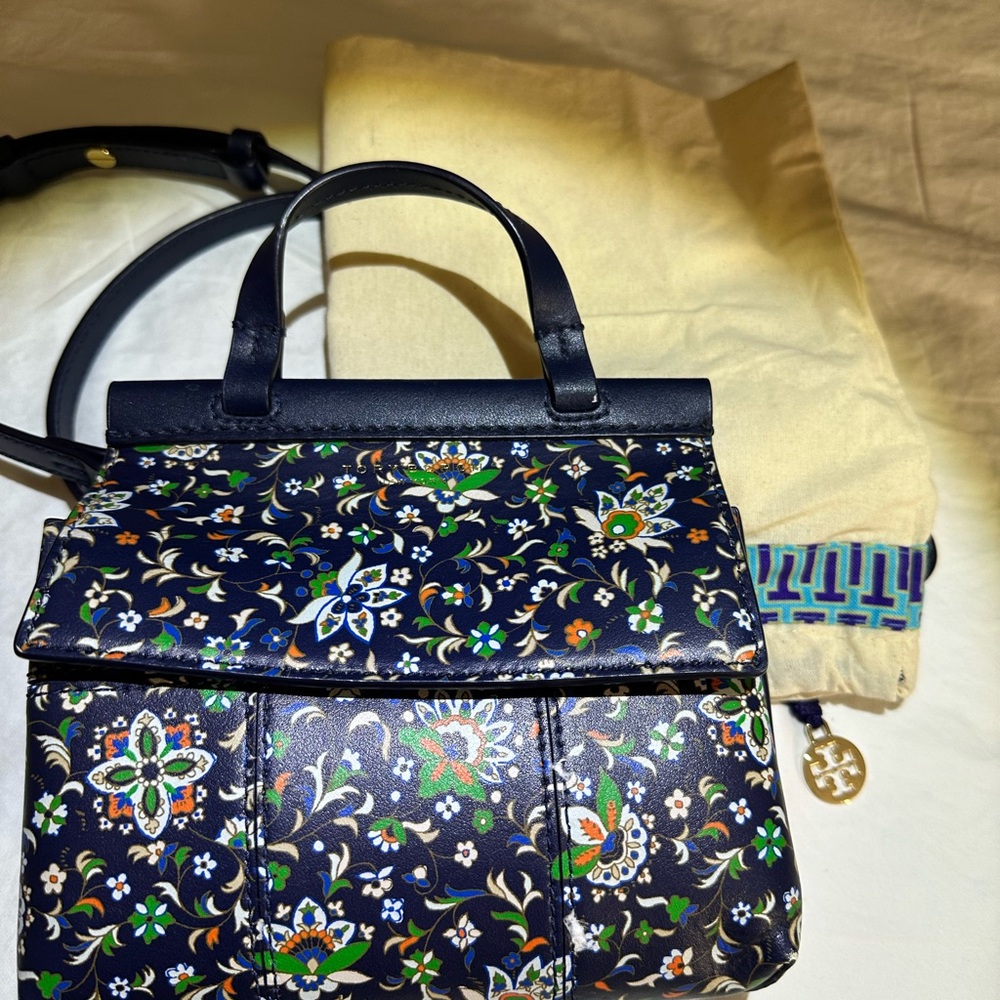 Tory Burch Black Floral Crossbody Bag